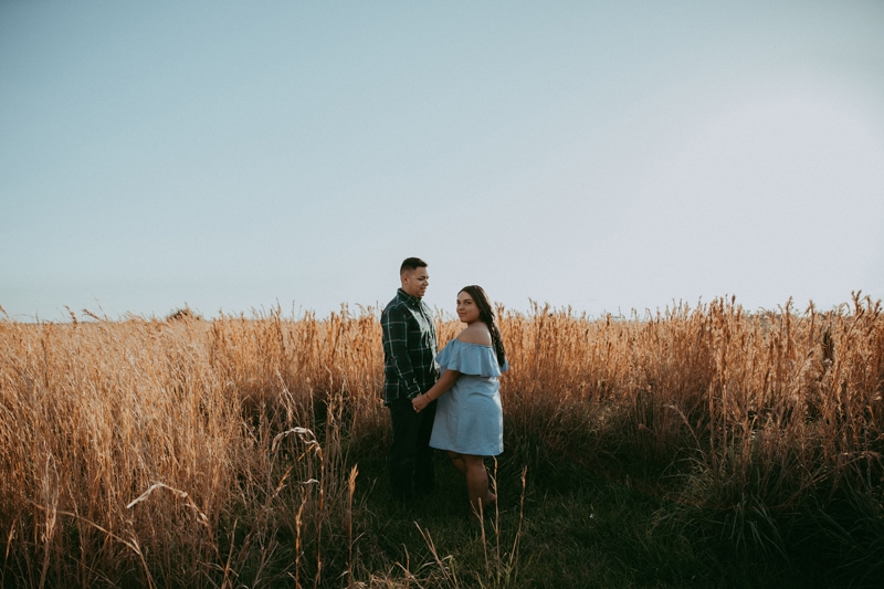 Orlando Couples Photography, wide angle of couple standing in field